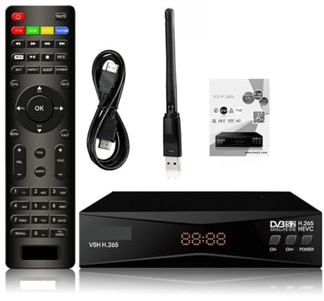 Recherche de satellites DVBS2 H265 Récepteur Satellite Dvb-s2 Internet Live Screen DVB2IP HEVC Satellite Décodeur HD T2MI Récepteur Sat Finder Biss/VU Opération simple et rapide(V5H Wifi)