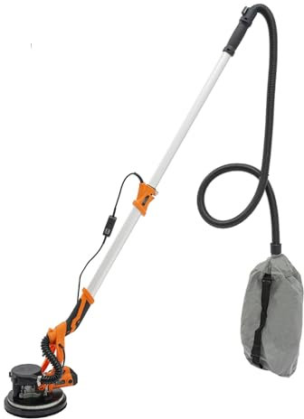 Smerigliatrice elettrica per cartongesso, 6 marce, regolabile con luce LED, 6 fogli di carta vetrata, diametro 225 mm, levigatrice giraffa per lucidare e levigare superfici delle pareti