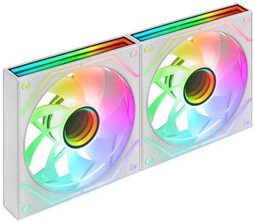 Mars Gaming MF-3DPROX2R, Kit 2x Ventole 120mm, Pale Invertite, Illuminazione ARGB Triplo Infinity Mirror 360°, Controllo PWM, Cuscinetti FDB, Ventole PC con Compatibilità Totale ARGB, Bianco