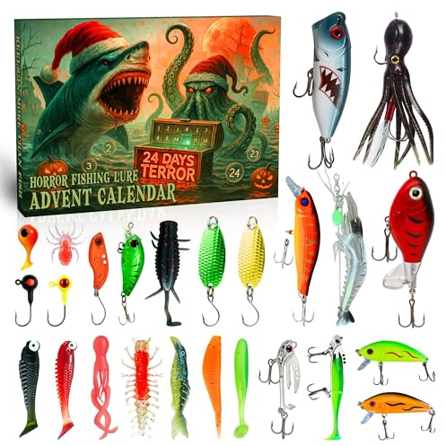 Funewest Angel Adventskalender 2025, 24 Tage Horror Weihnachtskalender, Geschenke für Männer, Fischer, Erwachsene, Teenager, Jungen