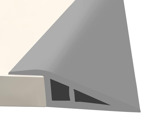 CUTIS Övergångslist golv höjdutjämning, 2 x 5 cm övergångsprofil självhäftande, PVC dörrtrösklar list, golvlister täcklister för golv, för 10 mm till 13 mm (grå)