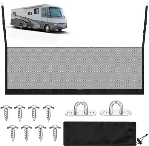 Maasechs RV Bunk Bed Safety Net with Hardwares 59 x 19.7 Adjustable Bunk Netting for Camper Motor Home Trailer Fifth Wheels Guard Rail Bedding Accessories Mesh Barrier for Upper Bunks