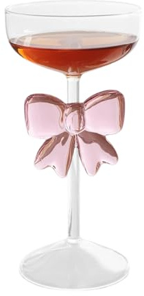 Riuulity Copa de Champán, Diseño de Lazo Rosa, Copa de Vino Alta para Bodas y Fiestas, Copa Transparente Premium