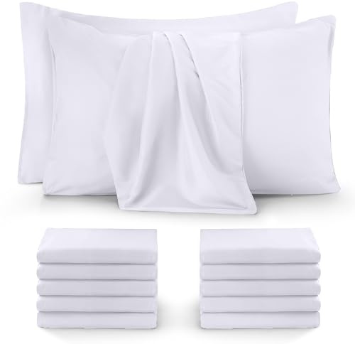 Utopia Bedding – Juego de 12 Fundas de Almohada – 50 x 75 cm – Oeko-Tex – Microfibra cepillada, 100% poliéster, con Cierre Tipo sobre (no Incluye Relleno), Solo Funda de Almohada – Blanco