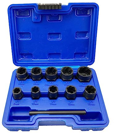 NORTOOLS High Bolt Nut Extractor Set 10 PCS Impact Drive Socket Set for The Removal of Locking Wheel Nuts for Removing Broken Damaged or Rusted Nuts Bolt Screws Heads and Studs 9-19 mm