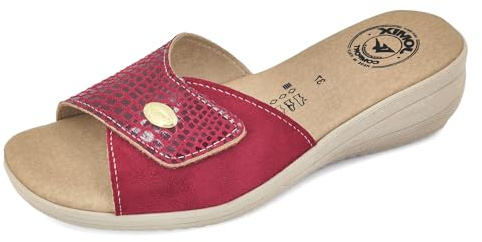 JOMIX Zapatillas Casa Mujer Chanclas Mujer Verano con Hebilla Pantuflas Anatómicas Ortopédicas Chanclas Cómodas con Puntera Abierta Banda Ajustable, Fabricadas en Italia