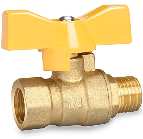 Oumuik Messing 1/4 Zoll Kugelhahn mit Flügelgriff - Aussengewinde/Innengewinde voller Durchgang DN8