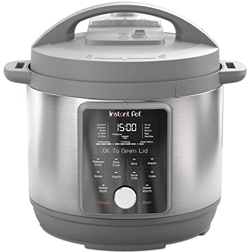 Instant Pot, 6-Quart Whisper Quiet 9-in-1 Electric Pressure Cooker, Slow Rice Steamer, Sauté, Yogurt Maker, Warmer & Sterilizer, Free App with 800+ Recipes, Stainless Steel
