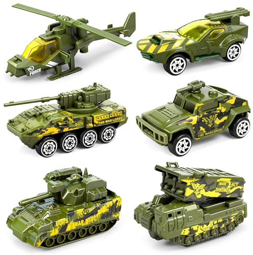 Military Vehicles Truck Set, 6Pcs Alloy Metal Army Car Toys for Boys