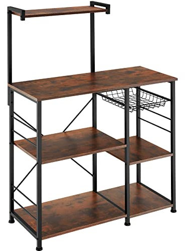 TecTake® Estanteria Cocina con Estilo Industrial, Estanteria Pared Multifuncional, Mueble Auxiliar para Recibidores y Muebles de Salon - 90 x 40 x 131,5 cm Madera Industrial Oscura, Rústica