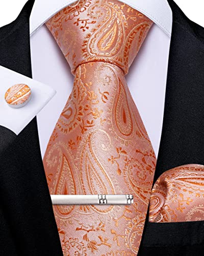 DiBanGu Cravate et mouchoir de poche en soie cachemire pour homme avec boutons de manchette et pince à cravate, ensemble mariage