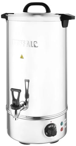 Buffalo 2.6kW Energy Saving Manual Fill Water Boiler 10 Litre, Stainless Steel, Double Walled Insulated, Water Urn, Temperature Range: 32°C to 100°C, CU547