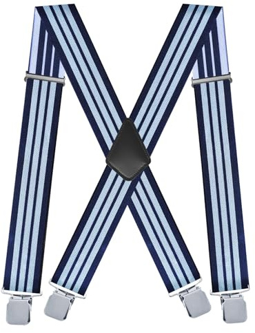 Linghe Tirantes Hombre para pantalones con 4 clips Extra Fuerte Metalicos Ancho 5 cm Longitud Adjustable Caballero Tirantes para Trabajo Estilo X