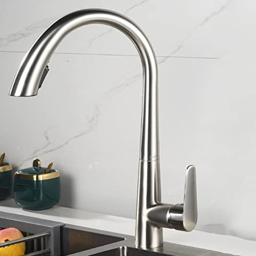 Grifo de Cocina con Manguera extraíble,Grifo de Lavabo de Cocina de latón de un Solo Nivel con rociador desplegable,grifos de Fregadero de Cocina con 2 Modos de rociado,Grifo Mezclador de Cocina