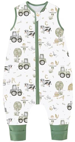 Chilsuessy Baby sommarsovsäck med fötter 0,5 tog små barnsovsäck med ben, ovadderad 100 % bomull, sovsparkdräkt för pojkar och flickor, Happy Farm, 100 cm/baby höjd 110–120 cm