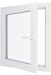 Ventana de PVC - LxH 800x800 mm -Triple Acristalamiento - Blanco - Mango a la derecha