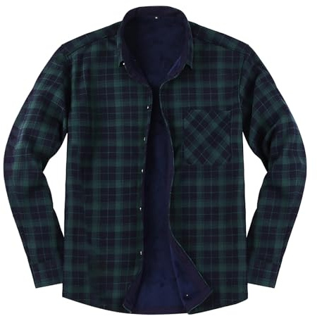 Chaqueta con forro polar a cuadros para hombre, camisa cálida de invierno para hombre, camisas térmicas vintage a cuadros, chaqueta de franela casual, ajuste regular, chaquetas de leñador con botones