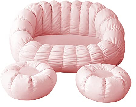 Fodera per poltrona a sacco, copertura morbida e soffice (solo fodera, senza imbottitura), copertura per poltrona a sacco, rosa