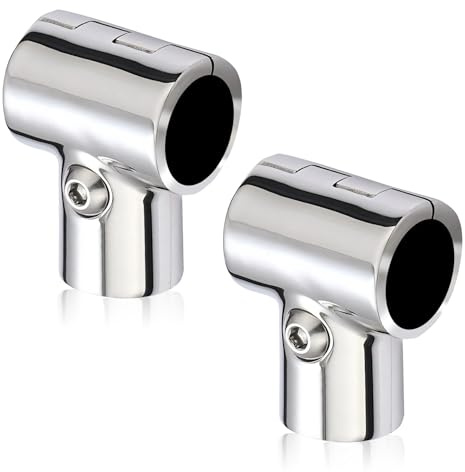 Rostfritt stål T-kontakt, 3-vägs delad kontakt, polerat rörkoppling, tillbehör, rörbeslag för båtar (2 stycken 22 mm)