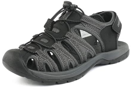 DREAM PAIRS Womens Closed Toe Hiking Summer Outdoor Sport Athletic Sandals,Size 8,Black/Dark/Grey,160912-W