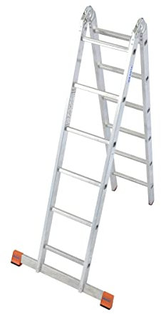 Geakv TriMatic 2x6 Spr. L1,80-3,55m Aluminium Leiter mit Traverse (DIN EN 131-1/-2, professional) Silber 8,2 kg 4,4 m Krause-Werk GmbH & Co. KG