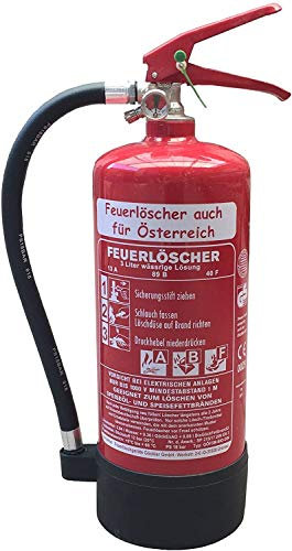 Premium Auto Schaum Feuerlöscher auch für Österreich DIN EN3 GS + Wandhalter + Manometer + Standfuß, Fettbrandlöscher 13 A, 89 B, 40F = 4 LE