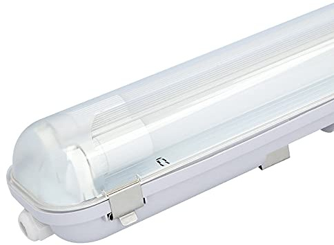 HOFTRONIC - Réglette LED 150cm - 48W 5280 Lumen (110lm/W) - IP65 extérieur étanche - 3000K blanc chaud - 30.000h - Avec tube fluorescent LED - Lampe de cave éclairage de garage - Connectable