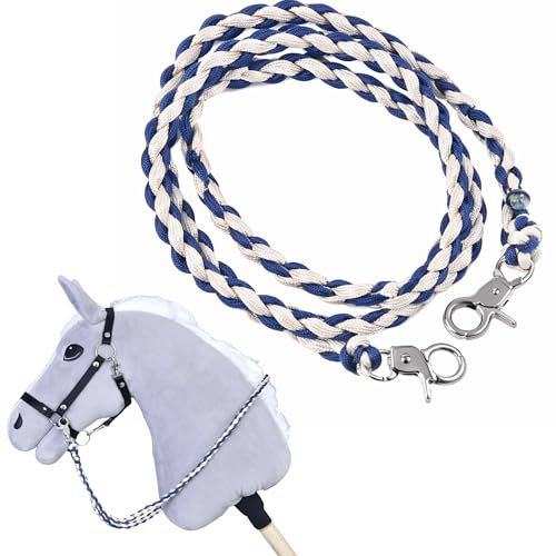 LarDen Accesorios para caballos Hobby Horse – Riendas | Cremo Blue (beige, azul) | Hecho a mano | para caballos atascados, caballos de palo, caballos de hobby Horsing, caballo de juego, caballo de