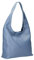 Made in Italy Damen Leder Tasche Shopper Schultertasche Umhängetasche Handtasche Beuteltasche Hobo Bag Ledertasche Nappaleder Jeansblau