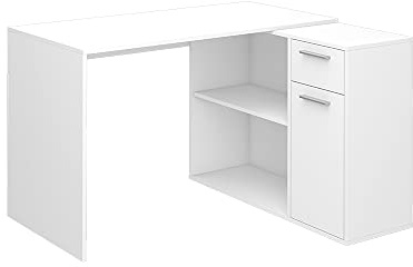 Vicco Scrivania angolare Robin, Bianco, 120 x 60 cm, con cassetto estraibile e possibilità di posizionamento variabile