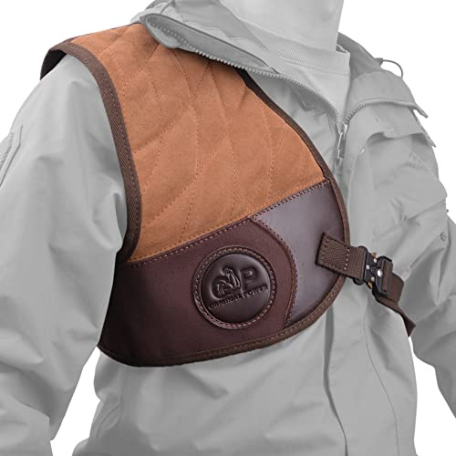 WAYNE'S DOG Adjustable Rifle Shotgun Field Shield Shoulder Protector Recoil Pad, Leather Shirt Vest for Shooting (Coffee)