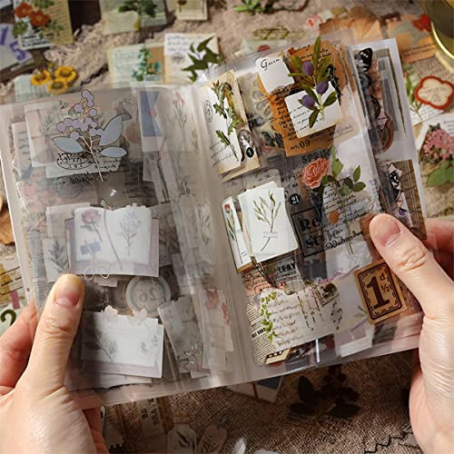 Junk Journal Stickers for Scrapbooking, 120Pcs Retro Flower Butterfly Nature Poem Stamp Letter Decorative Stickers for Scrapbook, DIY Crafts Album Phone Cases Laptops Calendars Notebook (Nature)