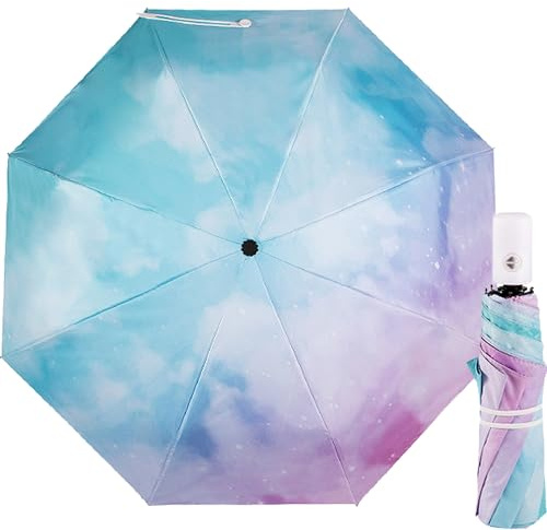 YUEMING Regenbogen Regenschirm, Taschenschirme mit 8 Rippen, Sonnenschutz Taschenschirme Im Freien UV Faltender Regenschirm, Leicht Kompakt, Regenschirme Sturmfest für Herren Damen