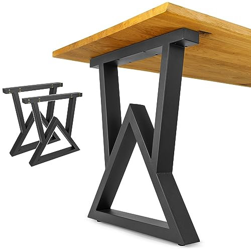 NEXT LEVEL - Tischbeine Metall Schwarz | 65x74cm, Profil 80x40mm, Metallisch, für Holz und Glas, Kompatibel mit Tischbreiten 70, 80, 90 und 100cm - PM-016