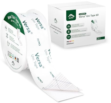 ALMO Premium Ruban Adhésif pour pare-vapeur,2 pièces, 60mm x 25m, film de protection résistant à la déchirure, freins vapeur et membranes de toiture, collage durablement étanche à l'air et au vent