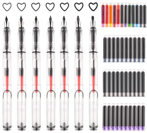 7 Stück Kalligraphie Füller Set,Kaligraphiestifte Set Anfänger mit 42 Tintenpatronen in 13 Farben,Füllfederhalter mit Verschiedenen Federn,für Grußkarten, Unterschriften, Kalligraphie, Schreiben