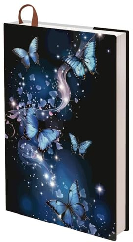 craspire Couverture de Livre en Tissu Géant A5 avec Papillons 12.4x8.8 Pouces Étiquette de Livre Sangle Vestes de Manuels Lavable Couverture Rigide Salle de Classe