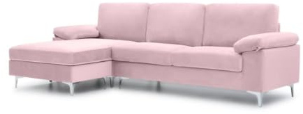 Atrapamuebles Sofá Chaiselongue LUSINA Reversible Malva Claro