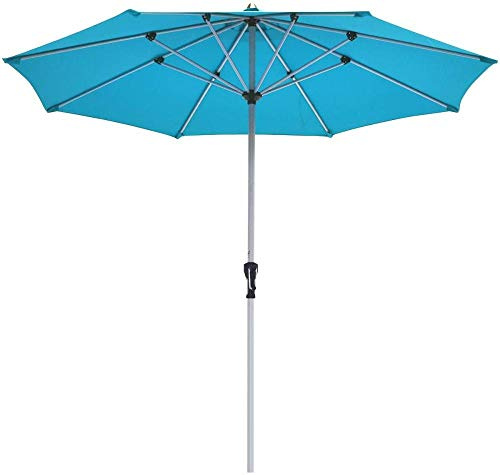 Garden Parasols 9 Ft Patio Umbrella Outdoor Market Table Umbrella With 1.5¡± Aluminum Pole 8 Sturdy Ribs & Crank For Garden Lawn Deck Backyard & Poolside (Beige)-Turquoise