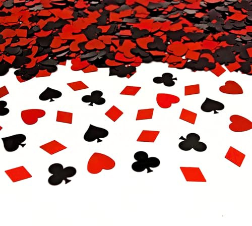 Amrzsallez Poker Casino Party Confetti Metallic Foil Card Suit Table Scatter Hearts Spades Clubs Diamonds Theme Decorations for Poker Night Las Vegas Birthday Wedding Baby Shower