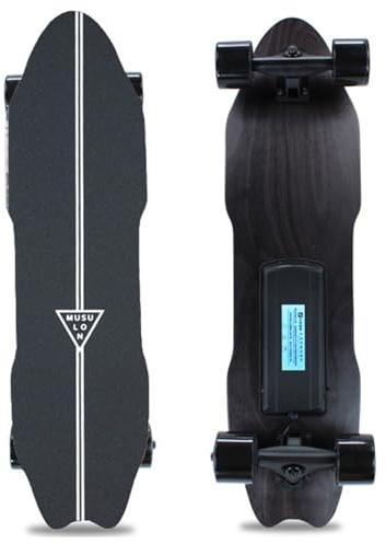 Oiyekntd Elektrisches Skateboard mit Fernbedienung, wasserdichtes Longboard-Skateboard, 7-lagiges Ahornholz, 15 km Reichweite, 25 km/h Höchstgeschwindigkeit, Pendler-Longboard für Anfänger E