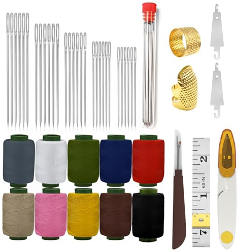 48PCS Sewing Kit for Adults and Beginners, Big-Eye Stainless Steel Needles and Thread with Threader and Seam Ripper, Hand Sewing Supplies for Students Dormitory Home Repair