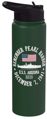 Remember Pearl Harbor December 7, 1941 U.S.S. Arizona BB39 Stainless Steel Insulated Water Bottle