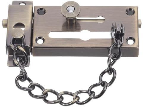 Toddmomy Chaîne de Sécurité pour Porte Intérieure en Métal à Finition Bronze Antique, Verrou à Chaîne Allongée Robuste, Protection Renforcée pour Portes Larges et Étroites, Serrure