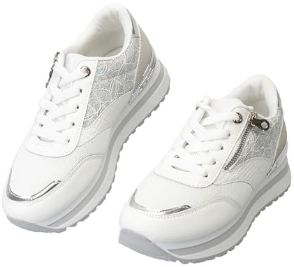 JOMIX Scarpe Donna con Lacci e Zeppa Plateau Sneakers Sportive Leggere Traspiranti Antiscivolo Casual per Corsa Camminata Fitness Yoga Outdoor Palestra