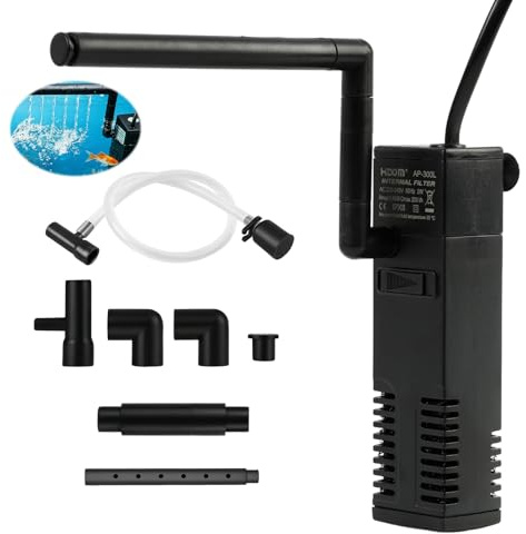 Filtre Intérieur Aquarium Multifonctionnel et Économe en Énergie pour Aquariums allant jusqu’à 20L, Convient pour Plantes et Animaux d’eau Douce ou Salée, Aération Optimisée pour Habitat Saine