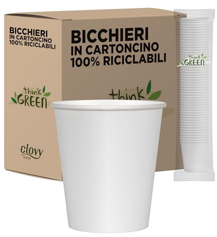 cubex professional 500 Bicchieri in Carta da 120 ML Bianchi, per Caffè, Acqua, Bevande Calde e Fredde, 100% Riciclabili