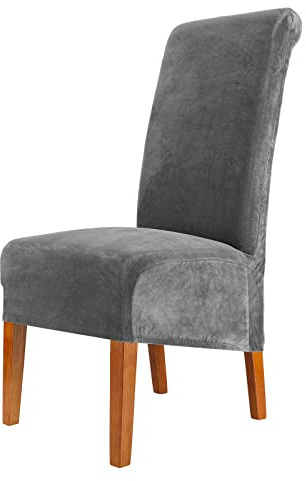 CMAKER Housses de chaise de salle à manger en velours, housse de chaise extensible, grande housse de chaise, Spandex, dossier haut, élastique, lavable, amovible, protection de chaise XL, lot de 4