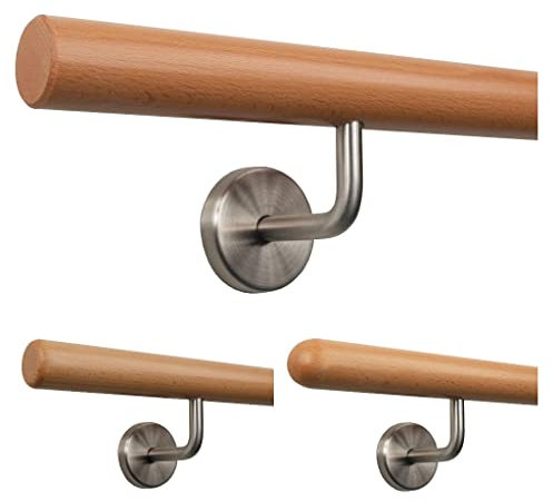 TIBU Handlauf Holz Buche Ø 35 mm Geländer Treppe 0,3m - 5m, Länge 200 cm und Enden gefast