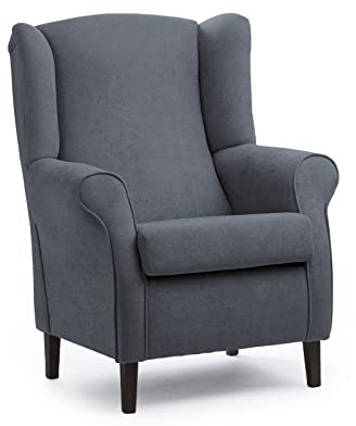 Sillonea- Sillón Orejero XXL, diseñado para Personas corpulentas, con sobrepeso. Estructura y Bastidor Reforzado.. Butaca Grande con Tela Antimanchas. Medidas: 90x84x118 cm. (Marengo, Wengué)